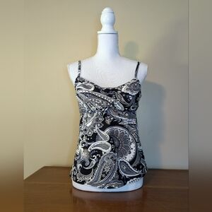 Lands End Tankini Black & White Paisley